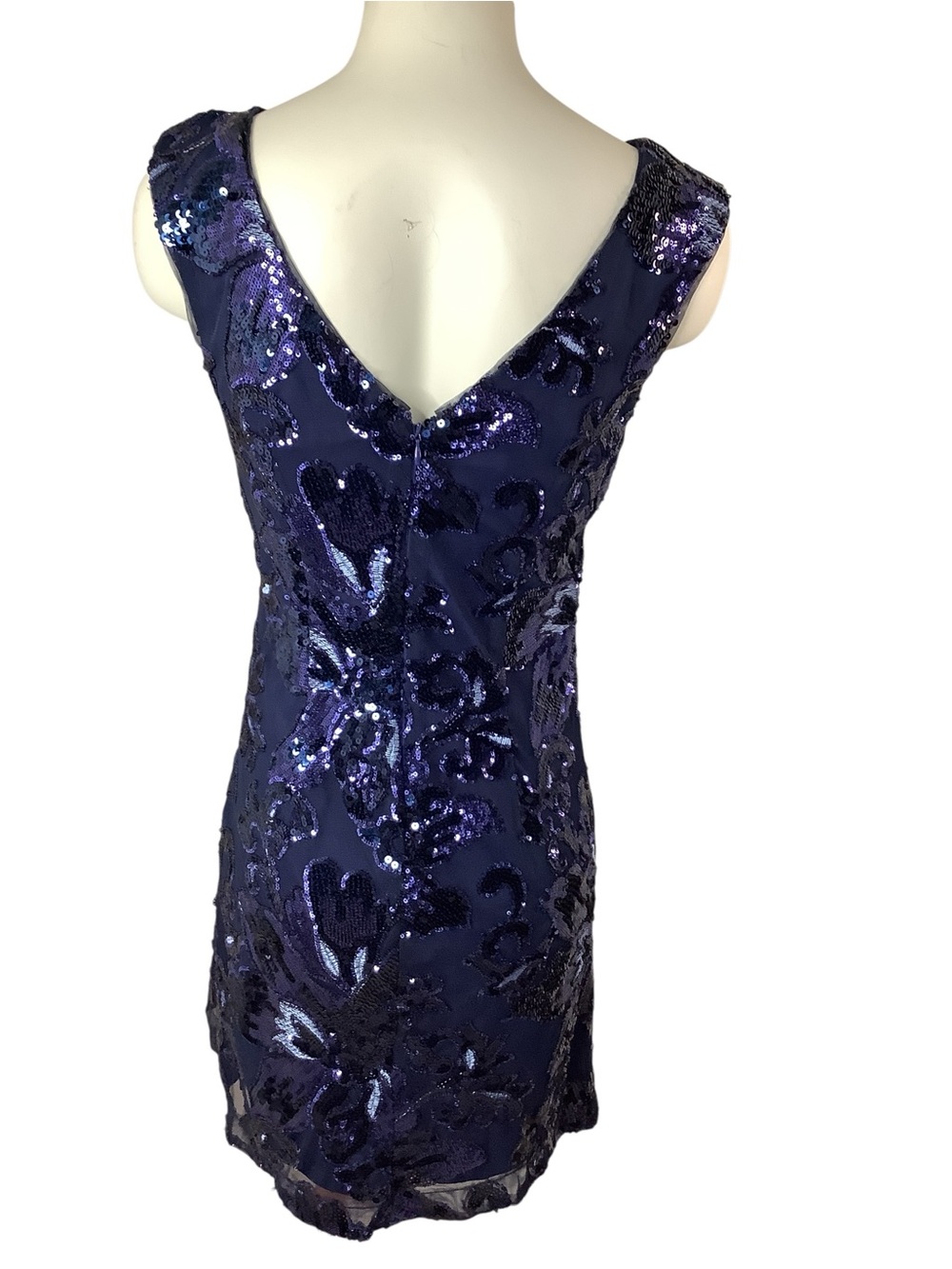 White House Black Market Sequin Sheath Dress in Deep Navy Size 2 - Picture 3 of 10